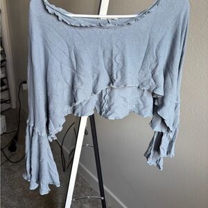 Altar'd State Blue Ruffled Top